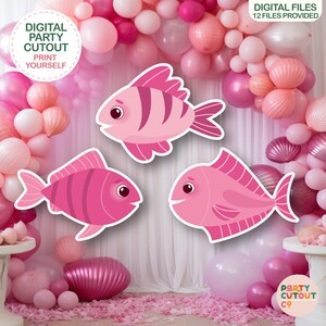 BIG CUTOUT Pink Fish Cutouts Under the Sea Party Ocean Decor Fish Under the Ocean Party Decor Life Size Cutout Nautical Party Fishing Party