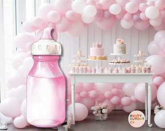 BIG CUTOUT Baby Shower Decoration Pink Baby Bottle Girl Baby Shower Party Decor Feeding Bottle Nursing Bottle Life Size Cutout Standee