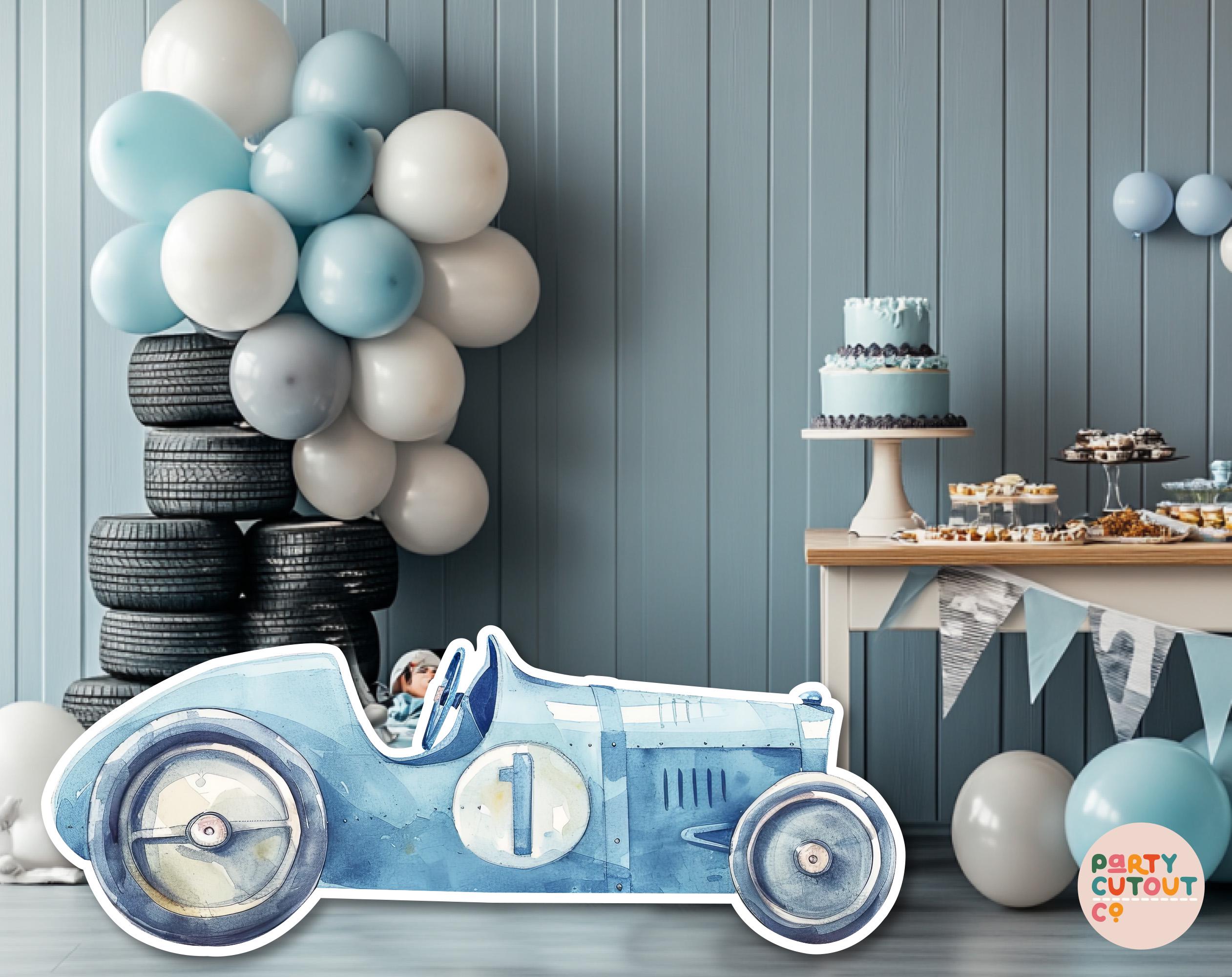 Car Racing Boy Standee Graphics BIG CUTOUT Vintage Race Car Cutout Race Car Party Boys First Birthday ...