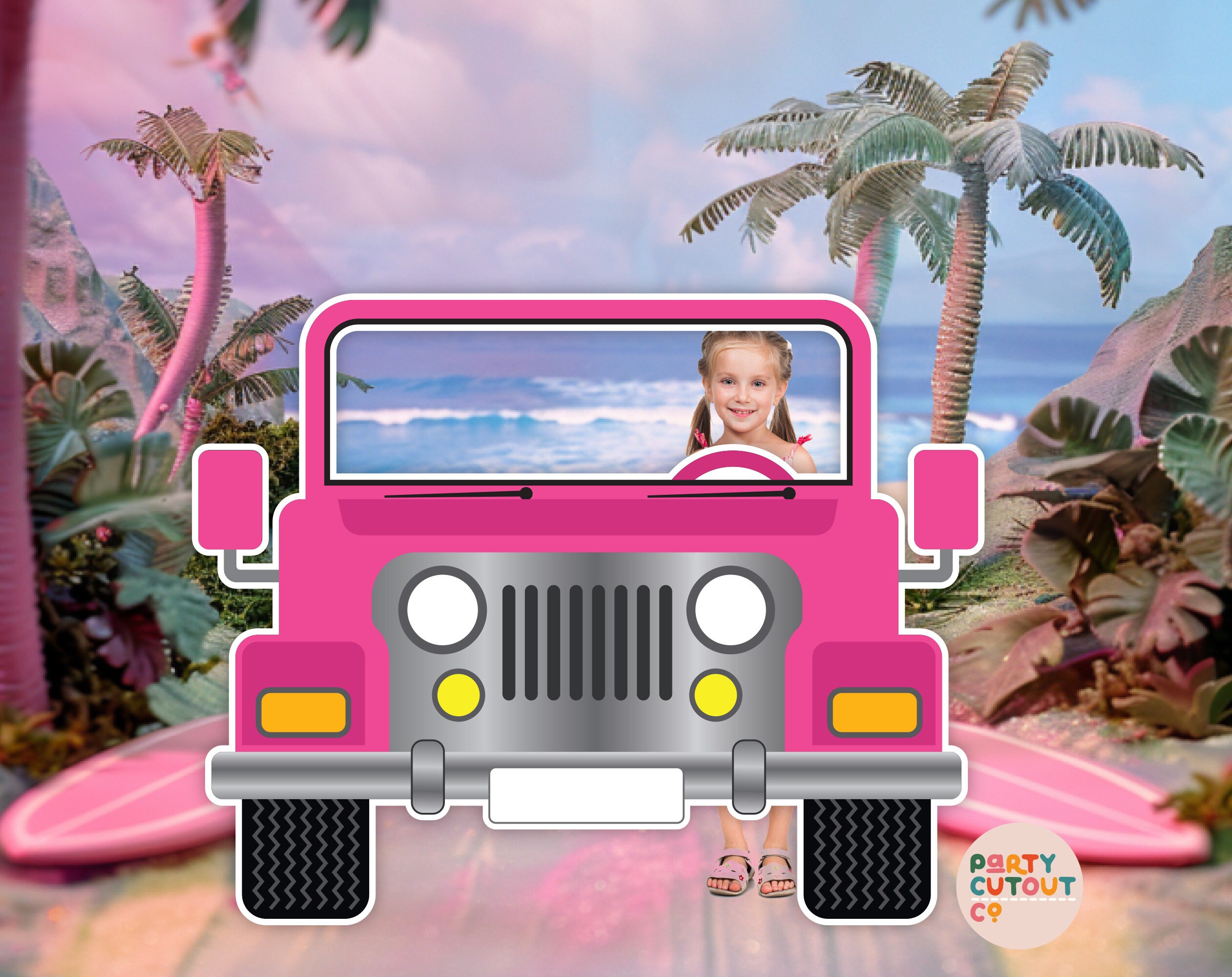BIG CUTOUT Pink Truck Hot Pink Car Prop Car Photo Prop Car Cutout Beach ...