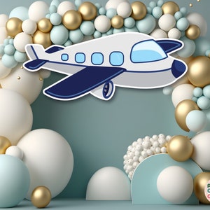 BIG CUTOUT Blue Plane Cut Out Aircraft Props Plane Cutout Travel Party Ideas Baby Shower Time Flies Aeroplane Adventure Awaits Jet Plane