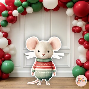 BIG CUTOUT Christmas Mouse Cutout Mouse Decorations Christmas Decorations Mouse Stand Up Christmas Decor Life Size Cutout Standee