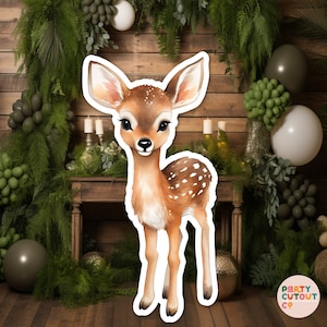BIG CUTOUT Cute Deer Cutout Woodland Party Deer Decoration Fawn Deer Cutout Baby Shower Party Ideas Life Size Cutout Standee Spotted Deer