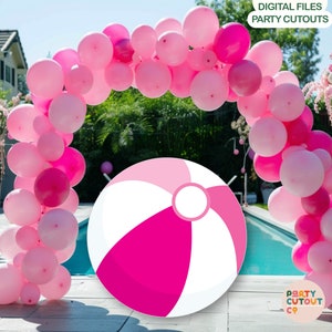 BIG CUTOUT Pink Beach Ball Cutout Beach Party Pool Birthday Party Tropical Party Inflated Beach Ball Life Size Cutout Summer Beach Ball Prop