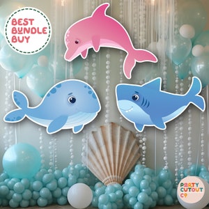 BIG CUTOUT Under the Sea Party Shark Cutout Dolphin Cutout Whale Cutout Under the Ocean Party Decorations Life Size Cutout Standee