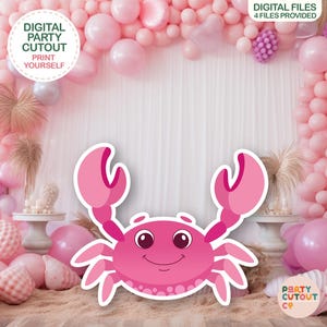 BIG CUTOUT Under the Sea Party Pink Crab Cutout Ocean Decoration Ocean Crab Pink Decor Under the Ocean Party Decor Life Size Cutout Standee