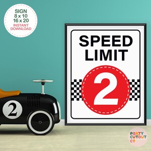 SIGN Speed Limit 2 Sign First Birthday Sign Race Car Speed Limit Sign Red Speed Limit Two Vintage Car Second Birthday Racing Car Party Ideas