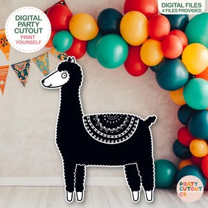 BIG CUTOUT Black Llama Cutout Fiesta Party Mexican Party Ideas Boho Llama Prop Life Size Cutout Llama Farm Party Alpaca Party Llama Birthday