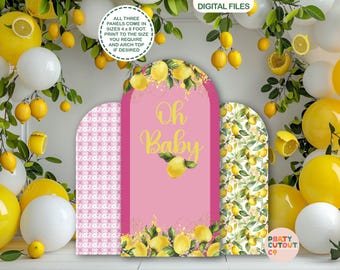 BIG BACKDROPS Lemon Baby Shower Lemon Market Fruit Baby Shower Decor Lemonade Stand Cutout Arch backdrop Lemon Standee Oh Baby Theme Idea