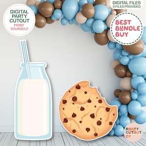BIG CUTOUT Milk and Cookie Cutout Cookie Decoration Milk and Cookies Birthday Ideas Chocolate Chip Cookie Cutout Baby Shower Sweet Treats