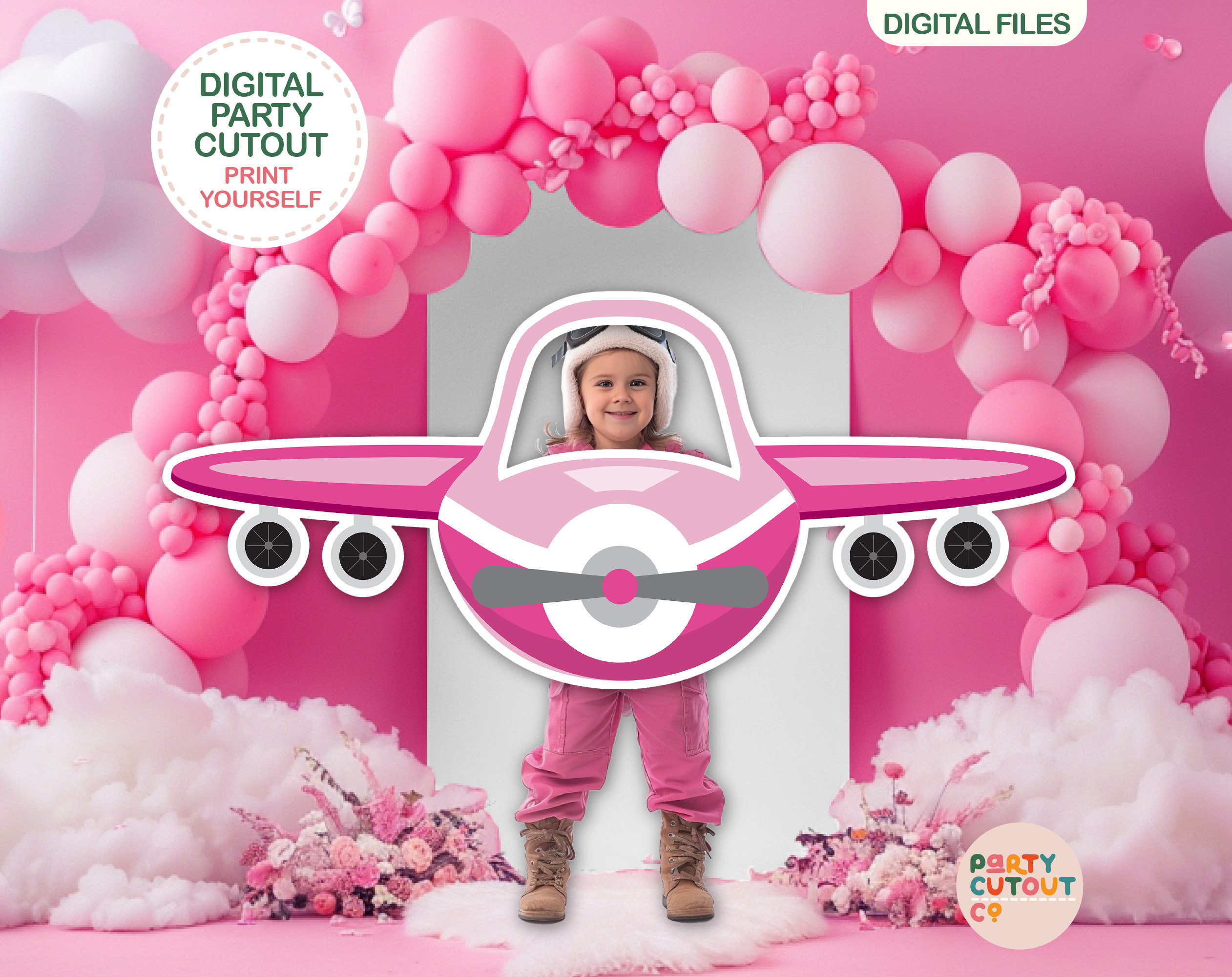 BIG CUTOUT Pink Plane Decor Travel Party Plane Photo Prop Airplane Birthday Party Plane Party Ideas Aircraft Life Size Cutout Pink Jet Plane