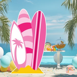 BIG CUTOUT Pink Surfboards Beach Party Surfing Birthday Party Pool Party Surfboards Hippie Birthday Party Surfing Life Size Cutout Beach