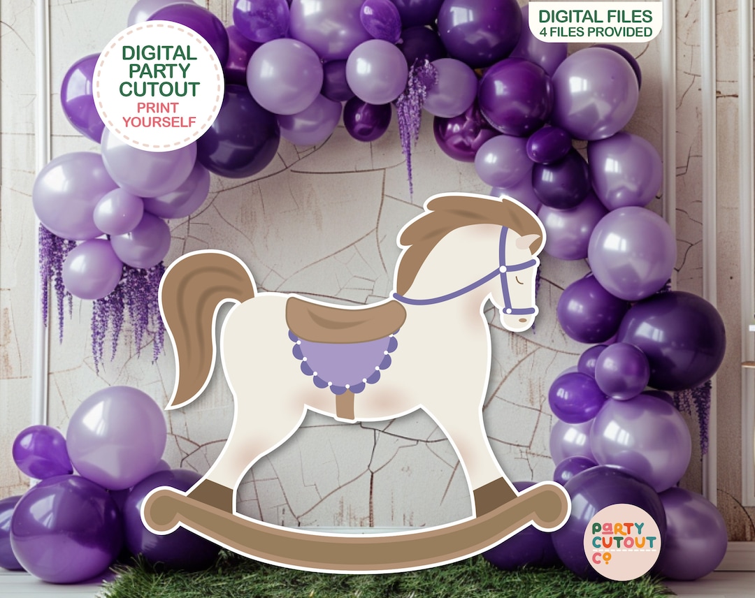 BIG CUTOUT Purple Rocking Horse Decoration Rocking Horse Prop Wall ...