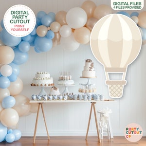 BIG CUTOUT Brown Hot Air Balloon Cutout Stand Up Cutout Hot Air Balloon Baby Shower Beige Party Decor Life Size Cutout Adventure Awaits