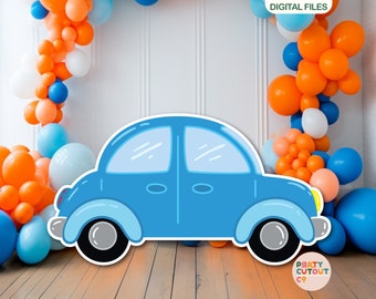 BIG CUTOUT Blue Car Car Party Automobile Birthday Party Decor Car Party Decoration Car Cutout Photo Prop Life Size Cutout Standee