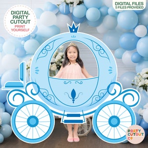 BIG CUTOUT Blue Princess Party Princess Carriage Cutout Blue Princess Decoration Carriage Prop Stand Up Life Size Cutout Princess Photo Prop