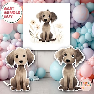 BIG CUTOUT Dog Party Puppy Party Dog Decoration Dog Cutout Brown Puppy Cute Brown Scruffy Dog Dog Prop Life Size Cutout Standee