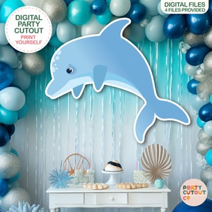 BIG CUTOUT Under the Sea Party Blue Dolphin Cutout Ocean Decoration Dolphin Under the Ocean Party Decor Life Size Cutout Standee Dolphin