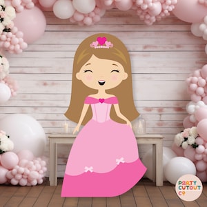 BIG CUTOUT Princess Party Princess Cutout Pink Princess Decoration Cute Princess Prop Princess Stand Up Party Decor Life Size Cutout