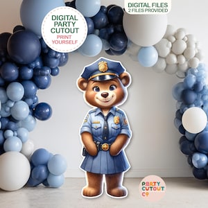 BIG CUTOUT Police Bear Cutout Police Woman Cutout First Responder Party Police Party Prop Police Officer Standee Life Size Cutout Bear Party