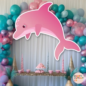 BIG CUTOUT Unter dem Meer Party Pink Delfin Ausschnitt Ozean Dekoration Delfin Wand Unter dem Meer Party Decor Lebensgröße Ausschnitt Aufsteller