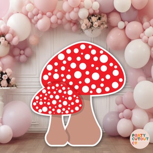 GRAN RECORTE Spotty Red Mushroom Fairy Party Fairy Prop Mushroom Prop Caprichosa fiesta de hadas Faerie Fairyland Party Fairy Standee Prop