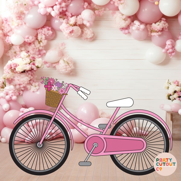 BIG CUTOUT, Pink Bicycle Decoration, Bike Prop, Bike Cutout Prop, First Birthday, Baby Shower Prop, Birthday Party Decor, Big Decor, DIGITAL