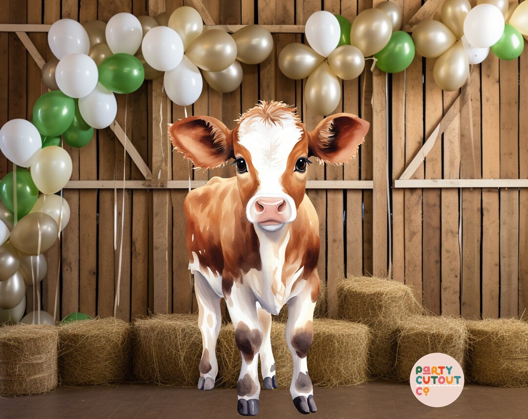 BIG CUTOUT Adorable Cow Animal Decoration Farm Theme Props Baby Calf Country Farm Cutout Cow