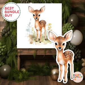BIG CUTOUT BANNER Woodland Party Deer Decoration Cute Deer Prop Fawn Deer Cutout Deer Cutout Baby Shower Party Decor Life Size Cutout