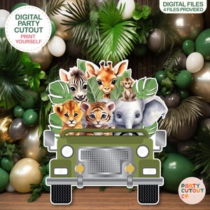 BIG CUTOUT Jungle Animals Party Safari Car Cutout African Safari Theme Prop Jungle Prop Animal Cutouts Stand Up Props Life Size Cutout Truck