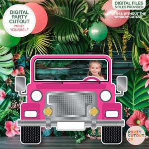 BIG CUTOUT Pink Truck Hot Pink Car Prop Car Photo Prop Car Cutout Beach Safari Car Army Beach Party Photo Prop Life Size Cutout Doll Party