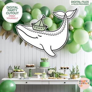 BIG CUTOUT Whale Cutout Under the Sea Party Whale Ocean Decoration Under the Ocean Party Decor Life Size Cutout Standee White Whale Prop