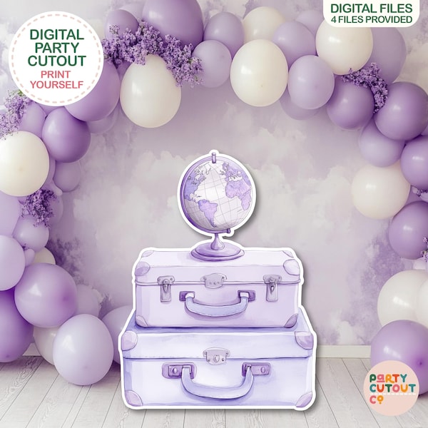 BIG CUTOUT Purple Suitcase Cutout Travel Party Plane Party Ideas Farewell Party Plane Party Luggage Cutout Life Size Cutout Travel Props