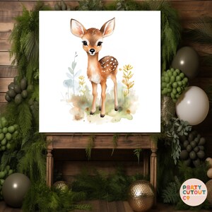 BIG CUTOUT BANNER Woodland Party Deer Decoration Cute Deer Animal Prop Fawn Deer Deer Cutout Baby Shower Party Decor Party Banner