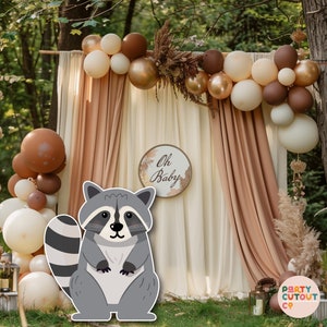 RECORTE GRANDE Mapache del bosque Baby Shower Mapache Fiesta de camping Animales del bosque Mapache Montaña Cumpleaños Bosque Mapache Recorte de tamaño real
