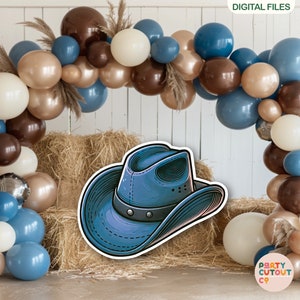 BIG CUTOUT Cowboy Party Blue Cowboy Hat Decor Western Themed Big Decor Cowboy Party Props Rodeo Hat Life Size Cutout Cowboy Baby Shower Hat