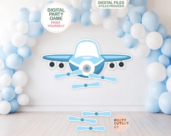PARTY GAME Blue Plane Pin The Propeller On The Plane Birthday Party Aviation Party Plane Blue Plane Party Games Printable DIY Boys Party