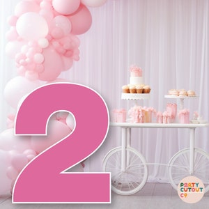 BIG CUTOUT Pink Number 2 Decoration Number Two Prop Wall Cutout Prop First Birthday Girls Birthday Party Decor Big Decor DIGITAL