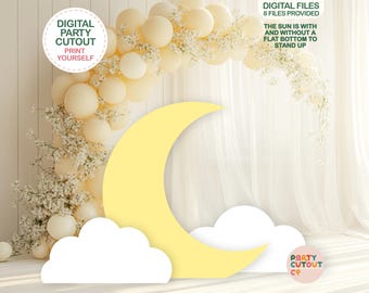 BIG CUTOUT Yellow Moon and Cloud Cutouts White Cloud Decor Baby Shower Party Ideas Moon and Back Baby Shower Life Size Cutout Moon Cutout