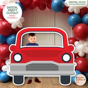BIG CUTOUT Red Car Party Automobile Birthday Party Decor Car Party Decoration Red Car Cutout Car Photo Prop Car Life Size Cutout Standee