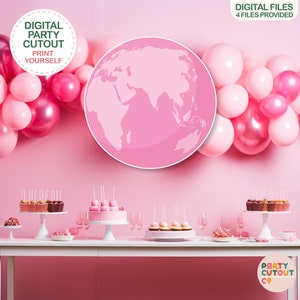 BIG CUTOUT Travel Party World Planet Pink Earth Map Cutout World Flights Party Plane Party Baby Shower Life Size Cutout Adventure Awaits