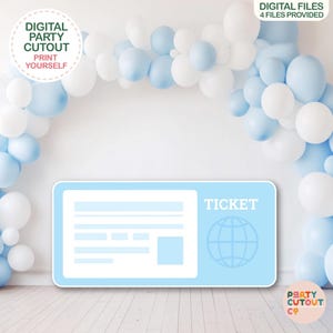 BIG CUTOUT Plane Ticket Prop Travel Party Blue Ticket Plane Party Boarding Pass Cutout Farewell Party Adventure Awaits Travel Theme Party