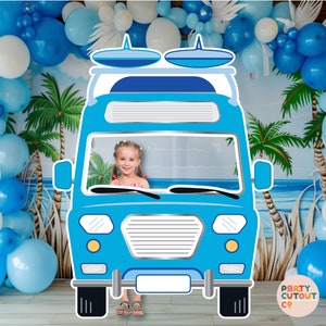 GRAN CUTOUT Azul Camper Van Beach Van Groovy Party Hippie Party Love Bus Retro Van Fiesta de Cumpleaños Decoración Tamaño Natural Recorte Standee