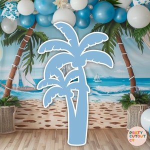 BIG CUTOUT Blue Palm Tree Beach Party Hippie Birthday Party 70s Party Pool Party Palm Tree Birthday Party Life Size Cutout Standee Boho Baby