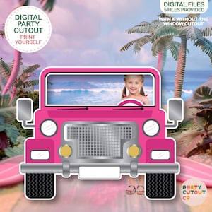 BIG CUTOUT Pink Truck Hot Pink Car Prop Car Photo Prop Car Cutout Beach Military Car Army Car Beach Party Photo Prop Life Size Cutout Doll