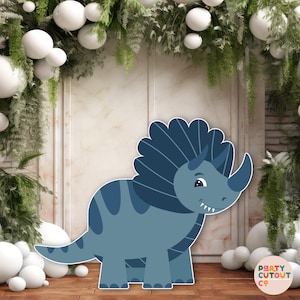 BIG CUTOUT Dinosaur Party Dinosaur Cut Out Dinosaur Prop Blue Triceratops Dinosaur Standee Birthday Party Decor Life Size Cutout