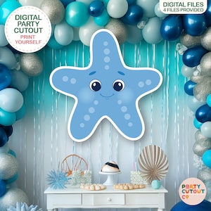 BIG CUTOUT Blue Starfish Cutout Under the Sea Party Ocean Decoration Coral Starfish Under the Ocean Party Decor Star Fish Prop Decor Standee