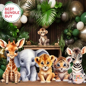 BIG CUTOUT Jungle Animal Decorations African Safari Theme Prop Jungle Prop Animal Cutouts Stand Up Props Party Decor Life Size Cutout Safari