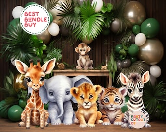 BIG CUTOUT Jungle Animal Decorations African Safari Theme Prop Jungle Prop Animal Cutouts Stand Up Props Party Decor Life Size Cutout Safari