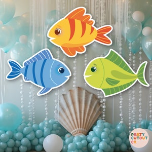 BIG CUTOUT Under the Sea Party Colorful Fish Cutouts Ocean Decor Fish Under the Ocean Party Decor Life Size Cutout Nautical Party Fishing